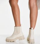 Missguided Chunky Sole Chelsea Boot In Cream-white