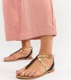 Asos Design Forbes Leather Wide Fit Flat Sandals - Multi