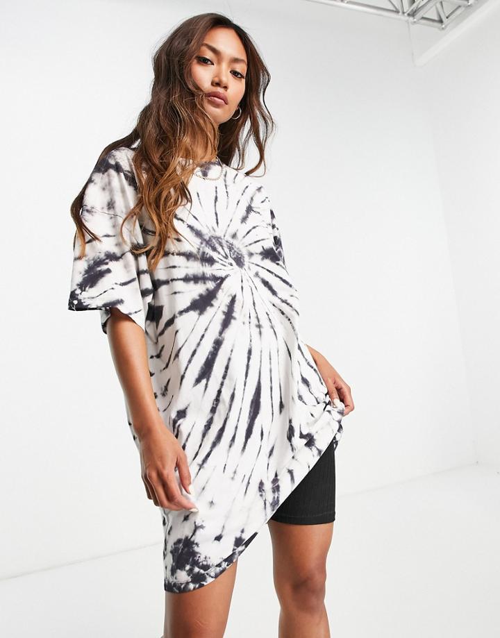 Levi's Graphic T-shirt Dress In Black Tie Dye-white