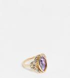 Reclaimed Vintage Inspired Crystal Stone Ring In Gold