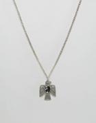 Asos Bird Pendant Necklace With Semi Precious Look Stone - Silver