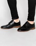 Asos Brogue Shoes In Black Leather With Natural Sole - Black