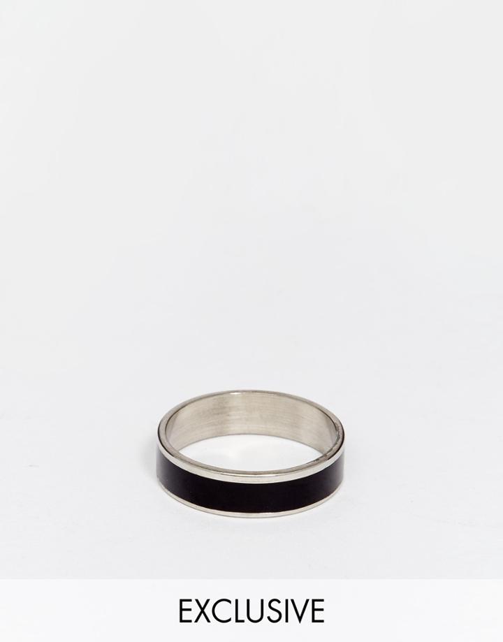 Reclaimed Vintage Band Ring In Black - Silver