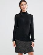 Vila High Neck Knit Sweater In Black - Black