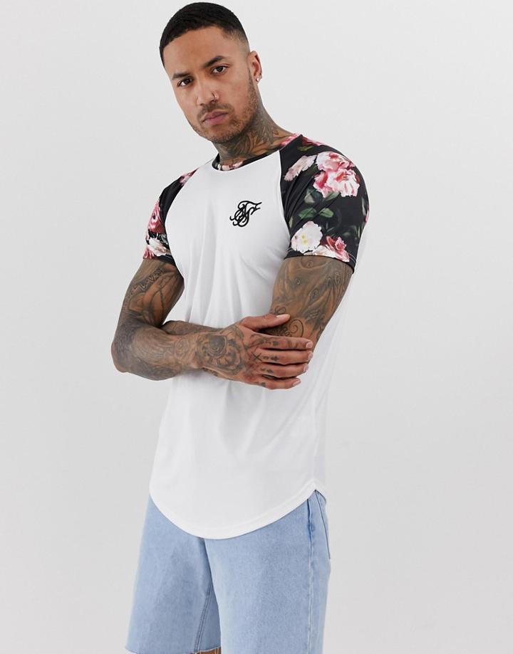 Siksilk T-shirt In White With Contrast Sleeves