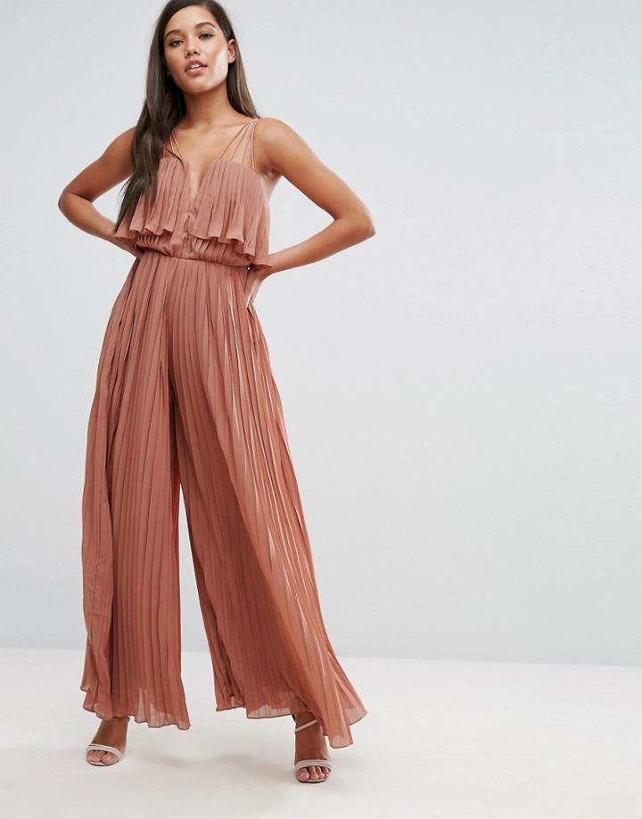 Rare London Pleated Jumpsuit - Pink