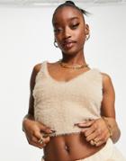 Na-kd X Anna Briand Twinset Fluffy Knitted Tank In Beige - Part Of A Set-neutral