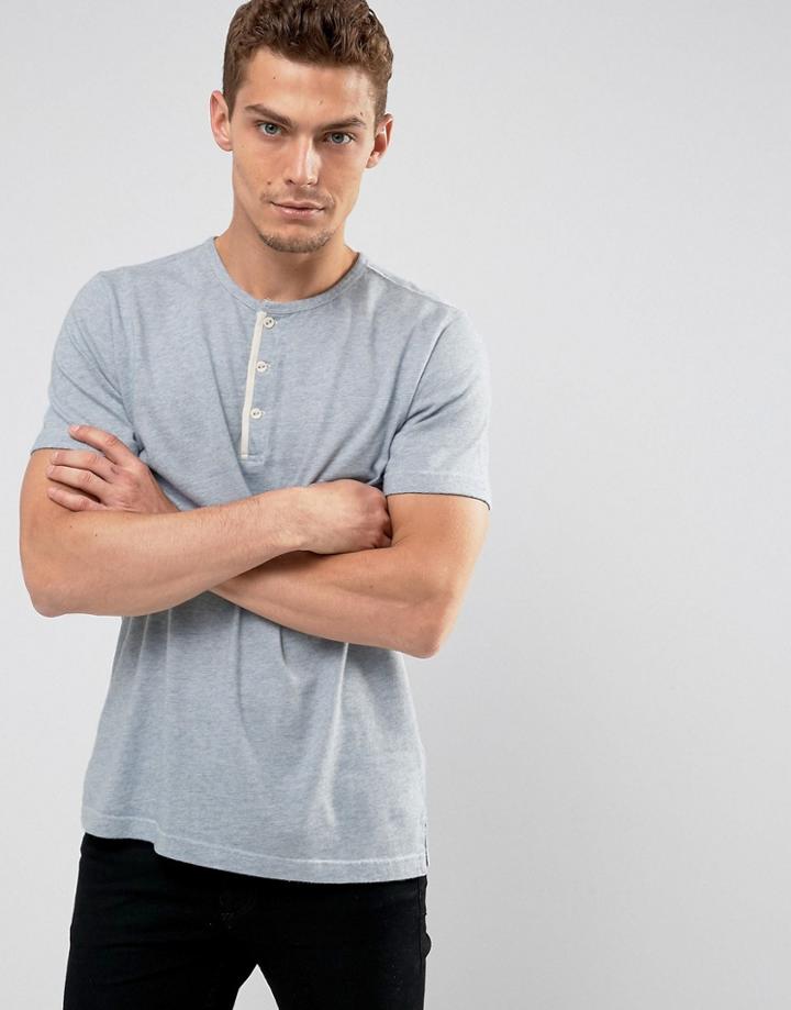 Abercrombie & Fitch Henley T-shirt White Label Slim Fit In Blue Marl - Blue