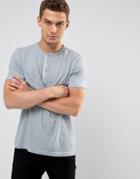 Abercrombie & Fitch Henley T-shirt White Label Slim Fit In Blue Marl - Blue