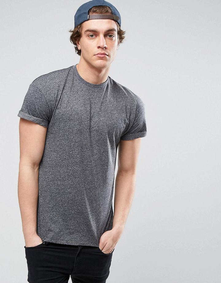 New Look T-shirt With Roll Sleeve In Gray - Gray