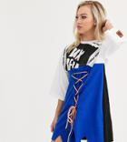 Db Berdan T-shirt Dress With Lace Up Panel And Contrast Laces - Multi