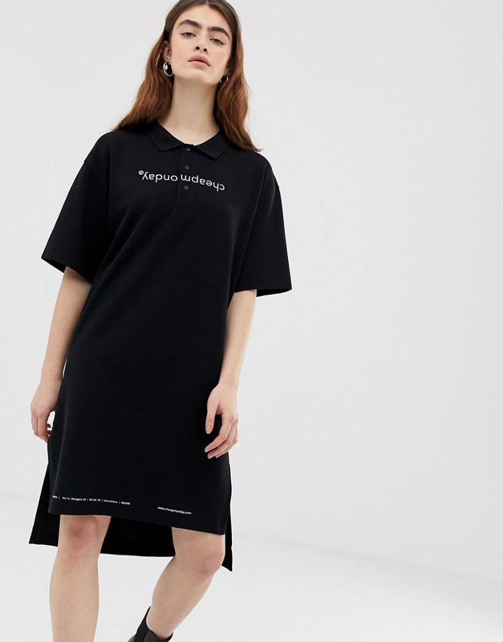 Cheap Monday Organic Cotton Polo Dress With Logo Print-black