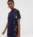 Asos Made In Kenya Stepped T-shirt Dress With Contrast Panel-black