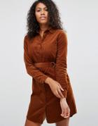 Brave Soul Belted Shirt Dress - Brown
