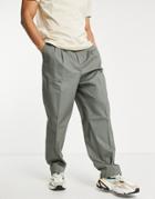 Bershka Smart Tailored Pants In Khaki-green