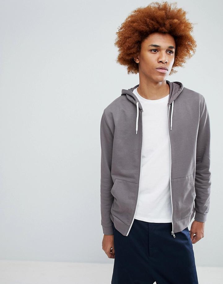 Asos Zip-up Hoodie In Gray - Red