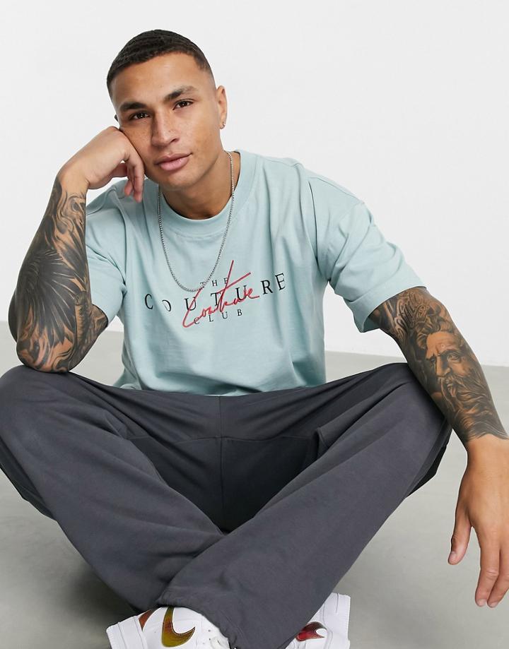 The Couture Club Archive Oversized T-shirt In Blue-blues