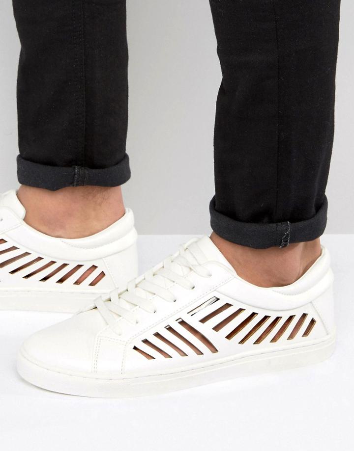 Asos Sneakers In White With Cut Out Detail - White