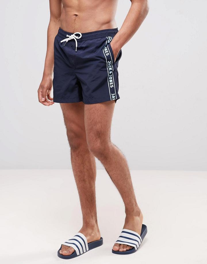 Jack & Jones Swim Shorts With Side Logo - Navy