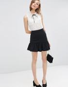 Asos Mini Skirt With Pep Hem In Texture - Black