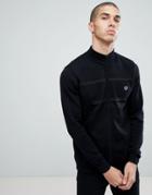 Fred Perry Textured Zip Through Cardigan In Black - Black