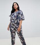 Uttam Boutique Plus Short Sleeve Floral Print Jumpsuit - Multi