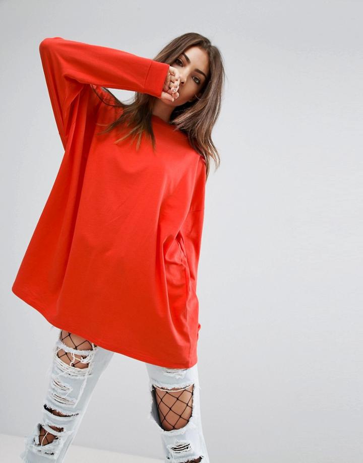 Asos Super Oversized Lightweight Sweatshirt - Red