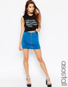 Asos Tall Mini Skirt In Velvet With Zip Front - Blue