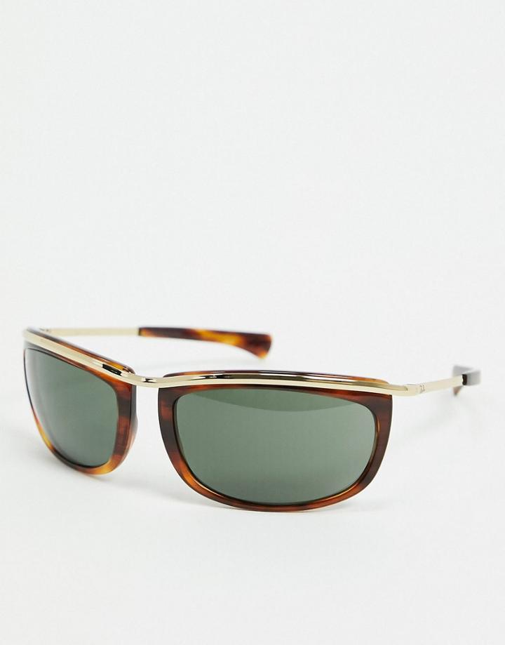 Rayban Retro Angular Sunglasses In Brown Tort And Gold-multi