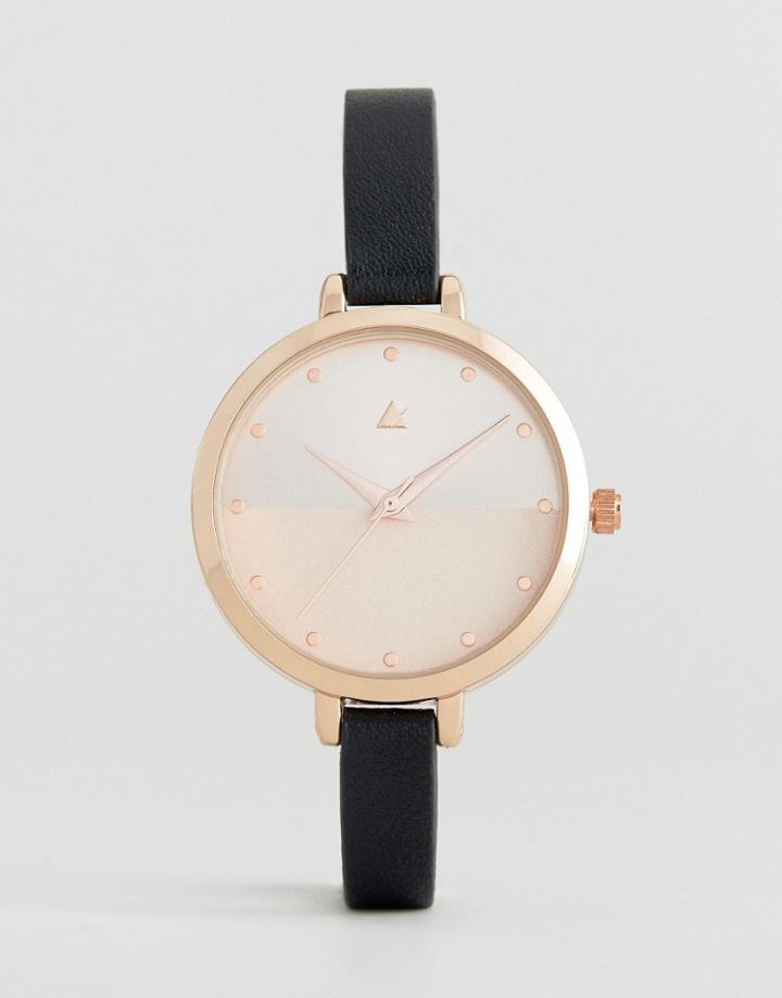 Asos Rose Gold Two Tone Dial Watch - Black