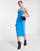 Asos Design Cami Cowl Body-conscious Midi Dress In Elecric Blue-blues