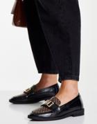 River Island Branded Monogram Loafer Shoe In Black