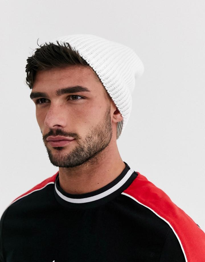 Asos Design Slouchy Beanie In Optic White