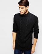 Asos Longline Cable Knit Sweater - Black