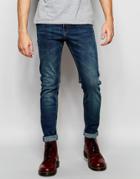 Cheap Monday Jeans Tight Stretch Skinny Fit Indigo Bleed Mid Vintage Wash - Indigo Bleed