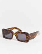 & Other Stories Recycled Rectangle Sunglasses In Tortoise Shell-brown