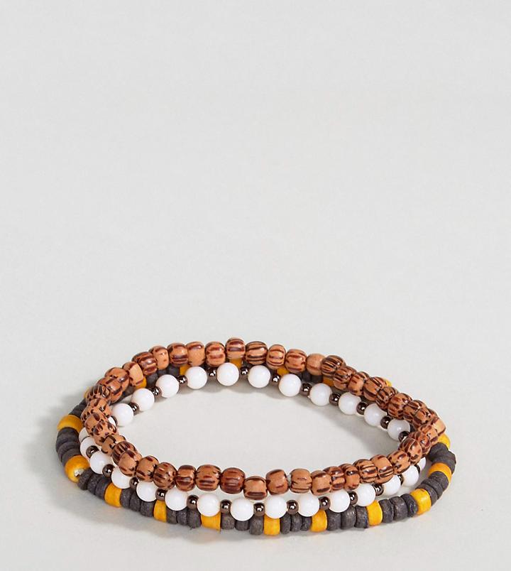 Reclaimed Vintage Brown Beaded Bracelet In 3 Pack Exclusive To Asos - Brown