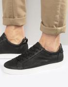 Selected Homme David Leather Snake Sneakers - Black