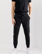Brave Soul Skinny Fit Ribbed Zip Sweatpants-black