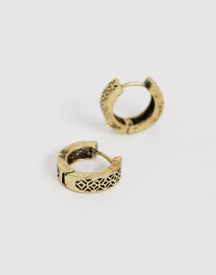 Reclaimed Vintage Inspired Hoop Earrings With Interest Exclusive To Asos - Gold