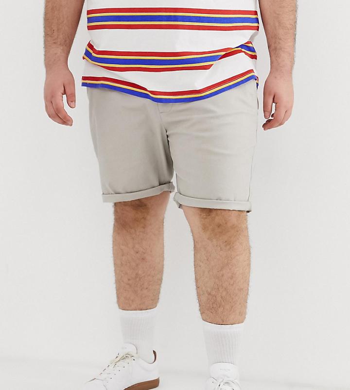 Asos Design Plus Skinny Chino Shorts In Beige - Beige