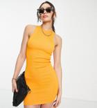 Asos Design Tall Knitted Racer Mini Dress In Orange
