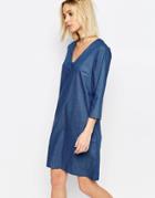 Just Female Branch Tunic Dress In Denim - Blue Denim