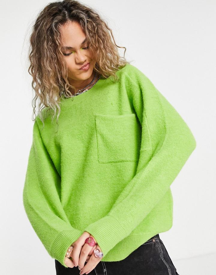 Urban Revivo Round Neck Sweater In Green