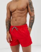 Asos Design Swim Shorts In Red In Short Length