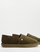 Walk London Jack Espadrilles In Khaki Suede-green