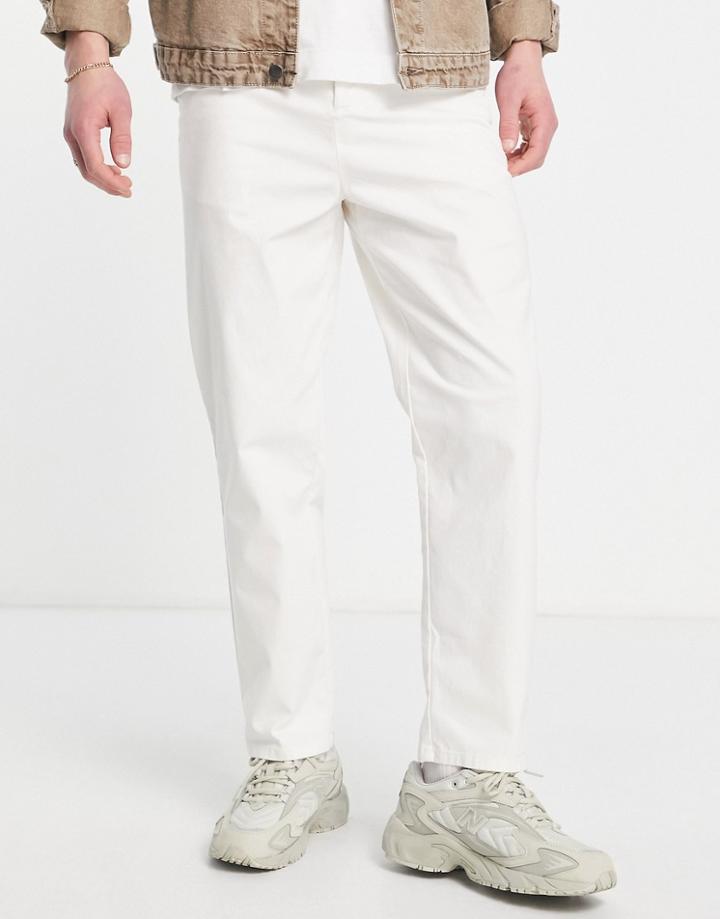 Asos Design Relaxed Skater Chinos In Off White