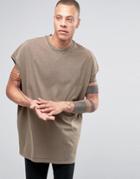Asos Super Oversized Heavyweight T-shirt With Snow Wash In Brown - Brown