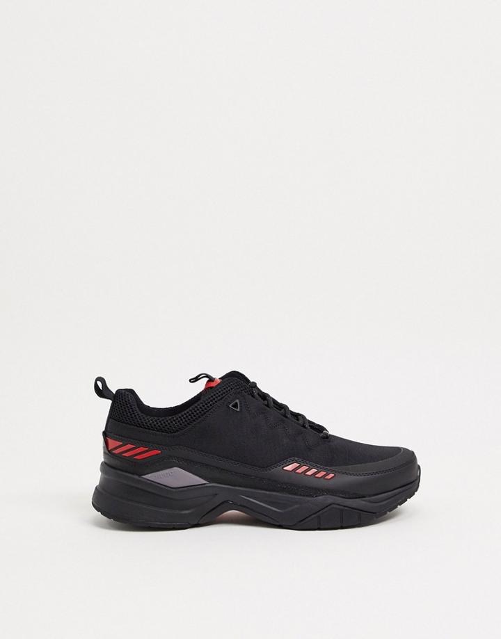 Hugo Block Runn Leather Sneakers With Mesh Detail In Black