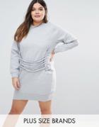 Missguided Plus Eyelet Lace Detail Sweater Dress - Gray
